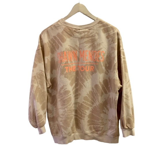 Shawn Mendes Sweatshirt Women Size Medium Tie Dye Tan Crew Neck Pullover Casual - Picture 3 of 8